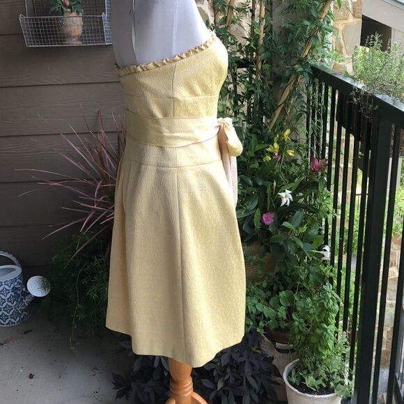 COPY - Kay Unger Gorgeous Pale Yellow Midi Cocktail Dress - Picture 5 of 12